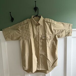 Men's Tan Short Sleeve Button Down Shirt